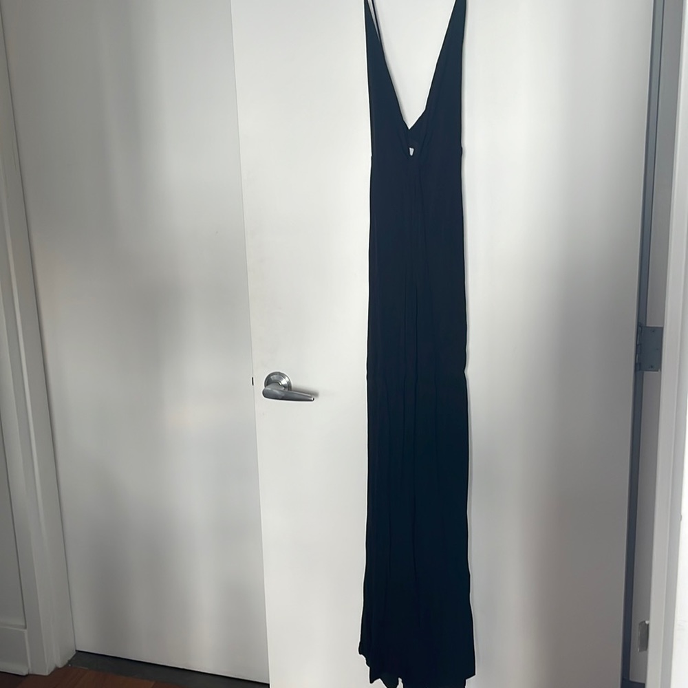 Cross cross open back black jump suit